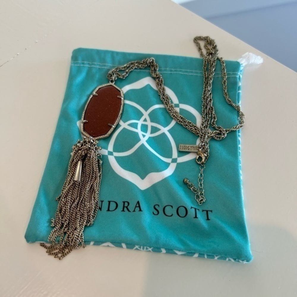 Kendra Scott Gold and Burnt Orange Rayne Pendant Necklace